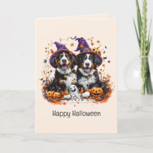 Happy Halloween Bernese Mountain Dogs Holiday Card