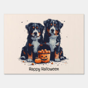 Happy Halloween Bernese Mountain Dogs Pumpkin Sign