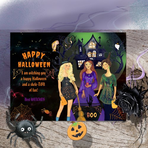 Happy Halloween Best Witches Holiday Postcard