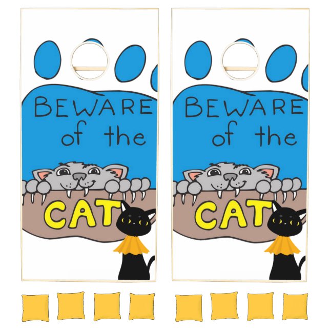 Happy Halloween Beware of the Cat Cornhole Set  (Set)