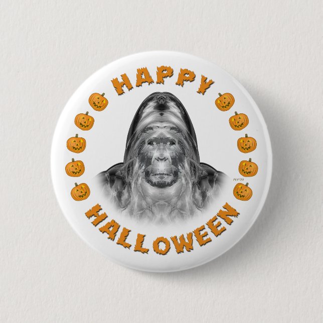 Happy Halloween Bigfoot Pinback Button (Front)