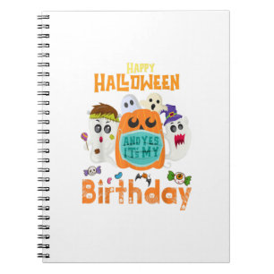 Happy Halloween Birthday  Born On October Hallowee Notebook