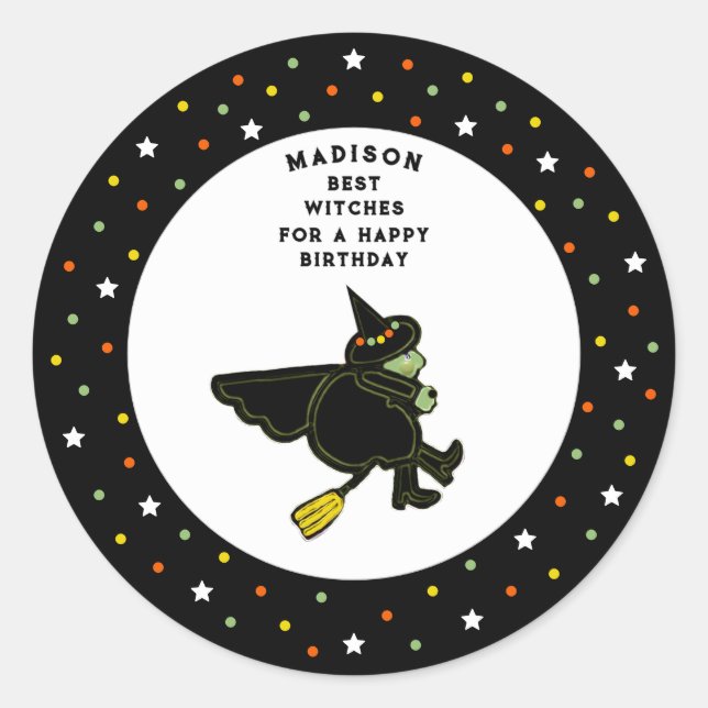 Happy Halloween Birthday Classic Round Sticker (Front)