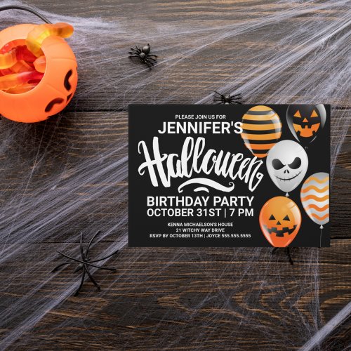 Happy Halloween Birthday   Party Invitation Postcard