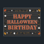 Happy Halloween Birthday Postcard<br><div class="desc">Check out the rest of the Happy Planet Parties Halloween Collections for more spooky designs!</div>