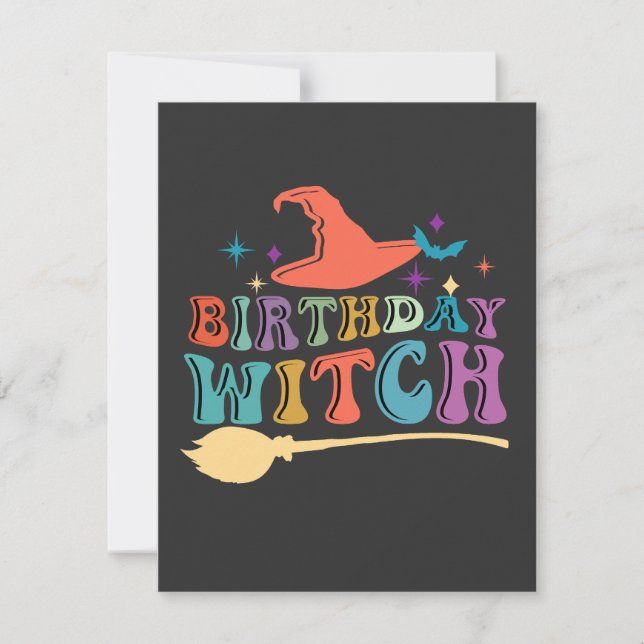 Happy Halloween- Birthday Witch Note Card (Front)