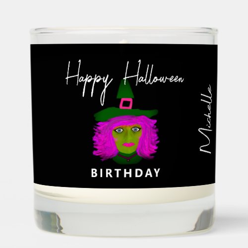 Happy Halloween Birthday Witch Personalized Scented Candle