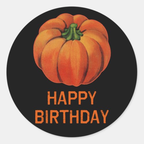 Happy Halloween Birthday with Pumpkin Classic Round Sticker