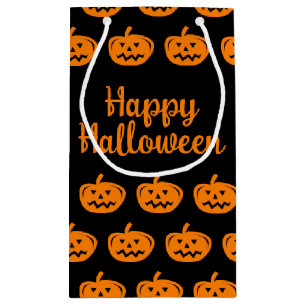 Happy Halloween black and orange pumpkin pattern Small Gift Bag