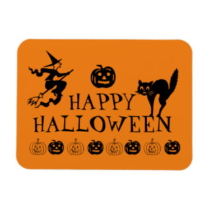 Happy Halloween black and orange spooky Magnet