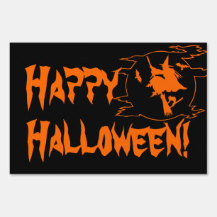 Happy Halloween black and orange yard sign