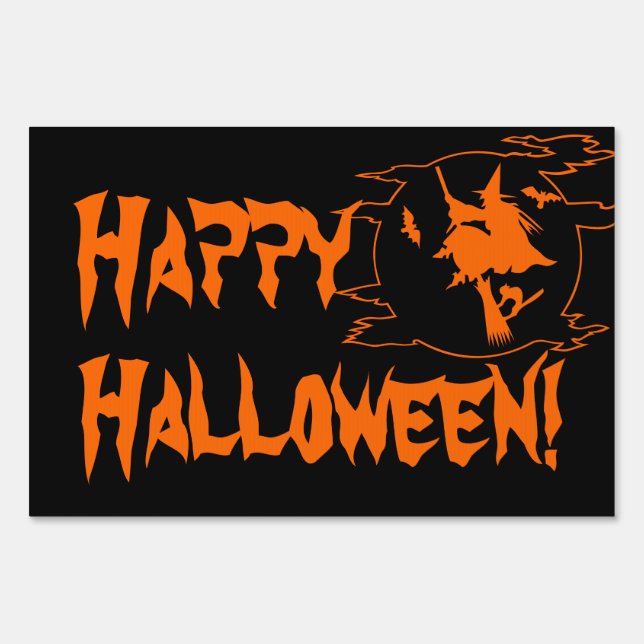 Happy Halloween black and orange yard sign (Front)