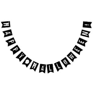Happy Halloween Black and White Ghost Bunting Flags
