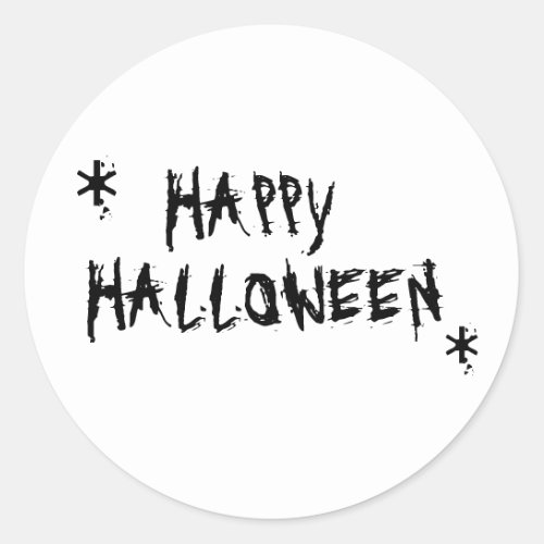Happy Halloween black and white scary typography  Classic Round Sticker