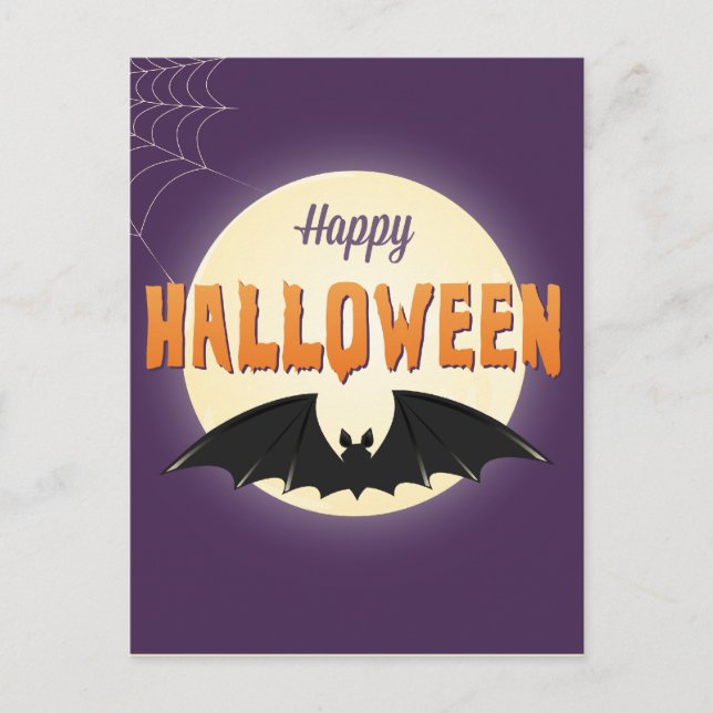 Happy Halloween Black Bat Postcard (Front)
