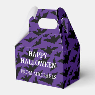 Happy Halloween black bats purple spooky pattern Favor Boxes