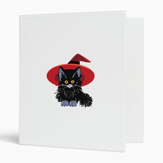 Happy Halloween Black Cat 3 Ring Binder (Front/Inside)