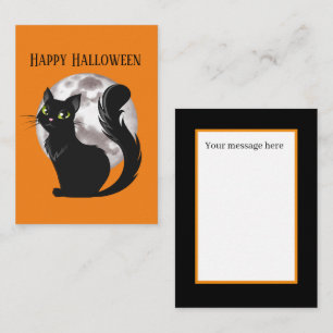 Happy Halloween black cat add message Note Card