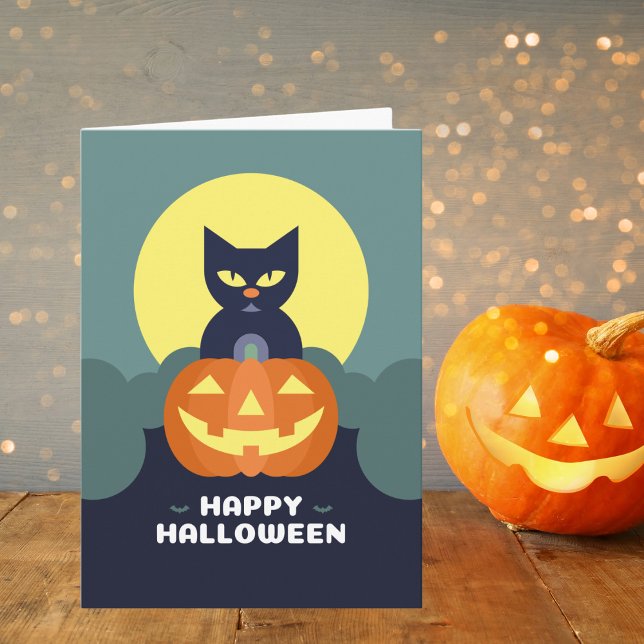 Happy Halloween Black Cat and Pumpkin Card (Creator Uploaded)