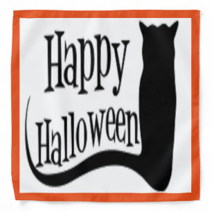 "HAPPY HALLOWEEN" BLACK CAT BANDANA