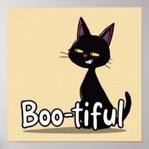 Happy Halloween Black Cat Boo-tiful Poster