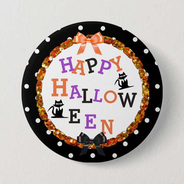 Happy Halloween Black Cat Buttons (Front)