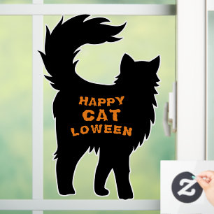 Happy Halloween Black Cat Catloween Window Cling