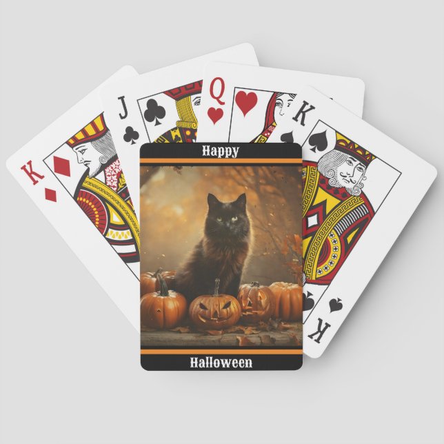Happy Halloween Black Cat Collection Poker Cards (Back)