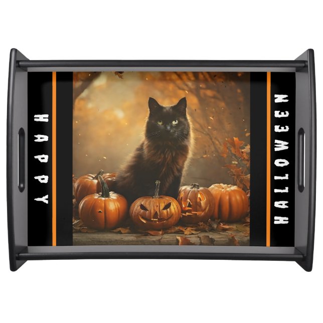 Happy Halloween Black Cat Collection Serving Tray (Front)