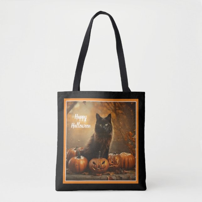 Happy Halloween Black Cat Collection Tote Bag (Front)