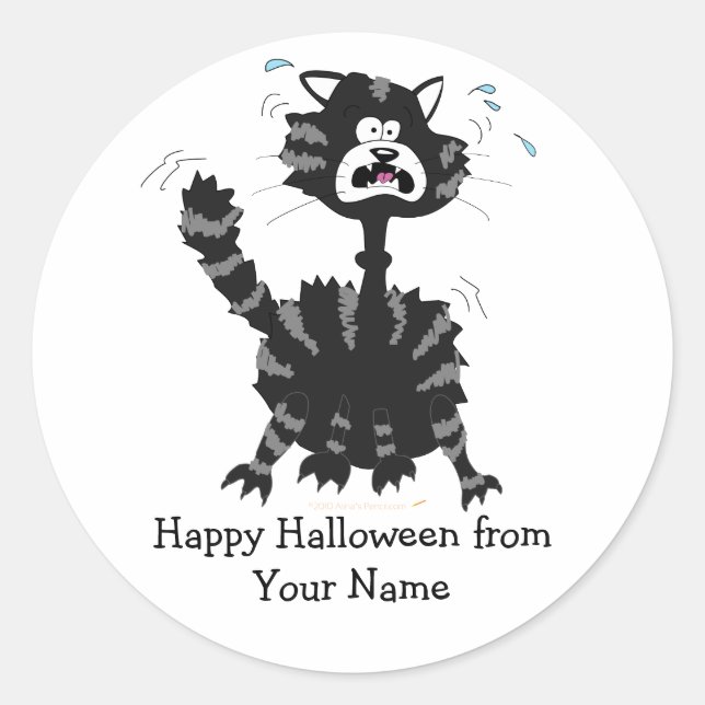 Happy Halloween Black Cat Funny Custom Stickers (Front)