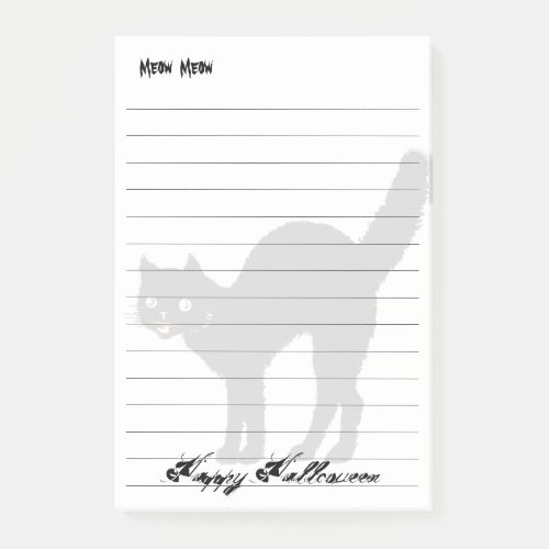 Happy Halloween Black Cat Iconic Silhouette White Post_it Notes