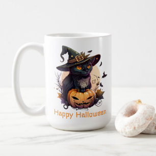 Happy Halloween Black Cat Jack-o-Lantern Coffee Mug