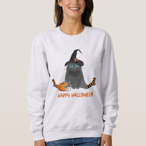 Happy Halloween Black Cat Love Sleeve T_Shirt Sweatshirt