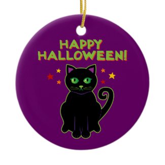 Happy Halloween Black Cat ornament