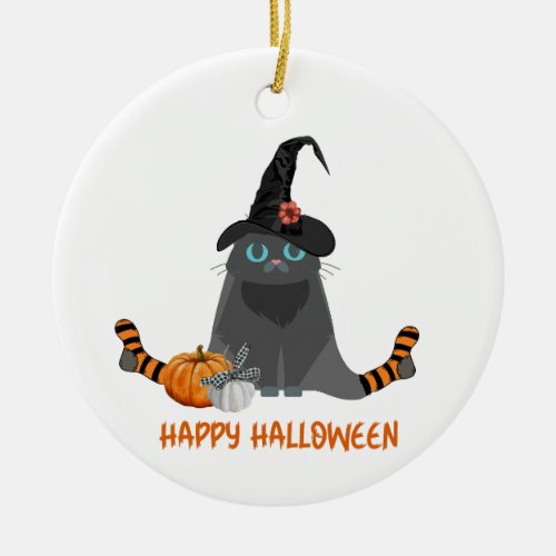 Happy Halloween Black Cat Ornament