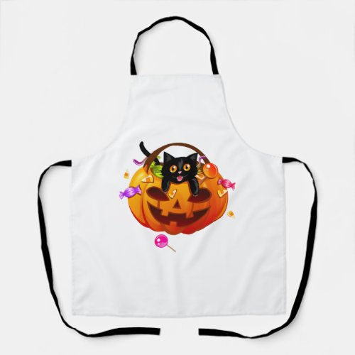 Happy_ Halloween black cat paw for halloween Apron