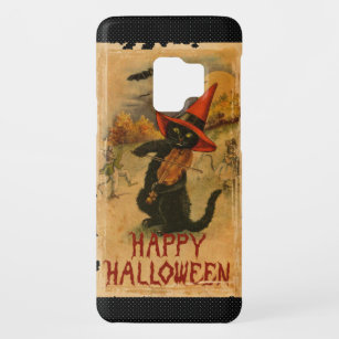 Happy Halloween Black Cat Playing Fiddle Bats Case-Mate Samsung Galaxy S9 Case