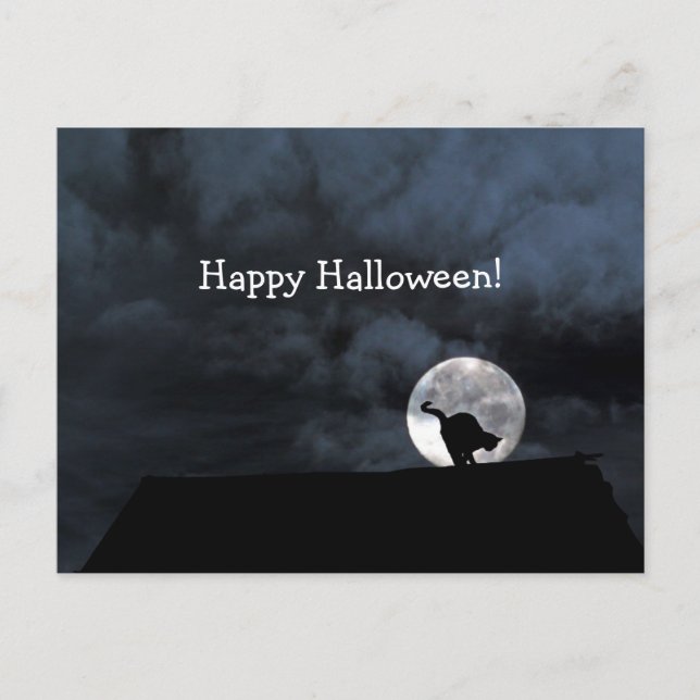 Happy Halloween Black Cat Postcard (Front)
