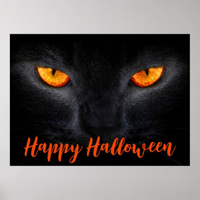 Happy Halloween Black Cat Poster (Front)
