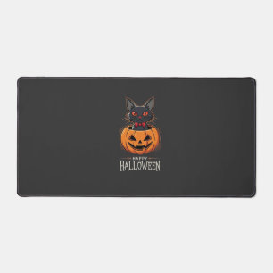 Happy Halloween Black Cat Pumpkin Design_1 Desk Mat