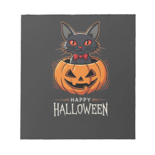 Happy Halloween Black Cat Pumpkin Design_1 Notepad