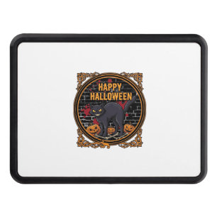 Happy Halloween Black Cat Pumpkins Bones_1 Hitch Cover