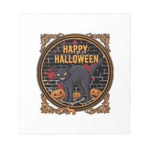 Happy Halloween Black Cat Pumpkins Bones_1 Notepad