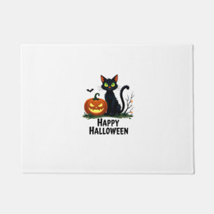 Happy Halloween Black Cat Rescue T-shirt Pumpkin Doormat