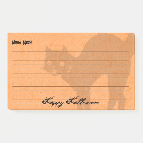 Happy Halloween Black Cat Silhouette Orange Post_it Notes