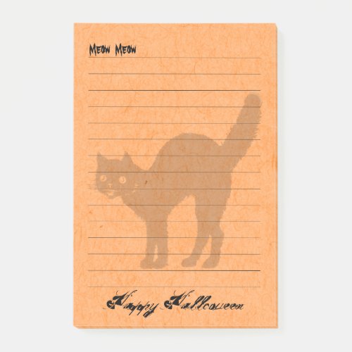 Happy Halloween Black Cat Silhouette Orange Post_it Notes