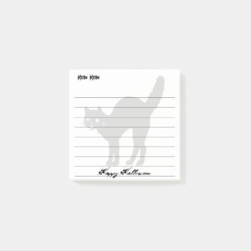 Happy Halloween Black Cat Silhouette White Post_it Notes