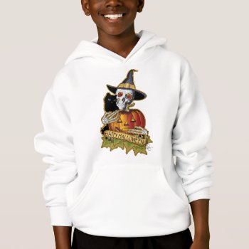 Happy Halloween Black Cat  Skull And Pumpkin Hoodie by ArtDivination at Zazzle