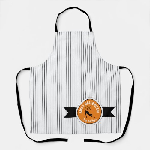 Happy Halloween Black Cat  Stripes ID686 Apron